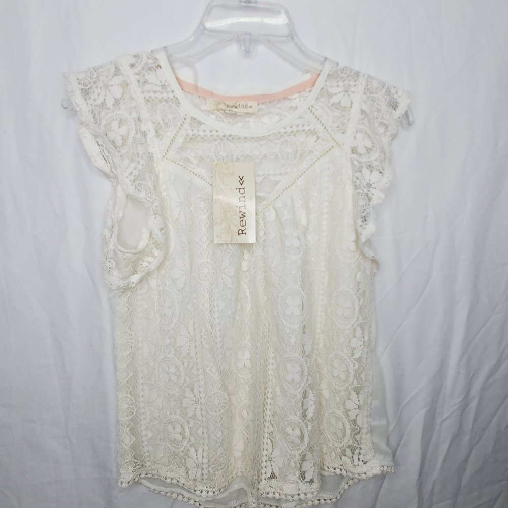 Rewind Lace Cream Top Shirt New Size Small
